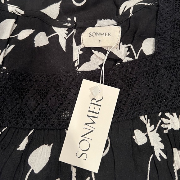 NEW Sonmer Spain Silvia Dress Black & White Print Midi - Picture 9 of 10